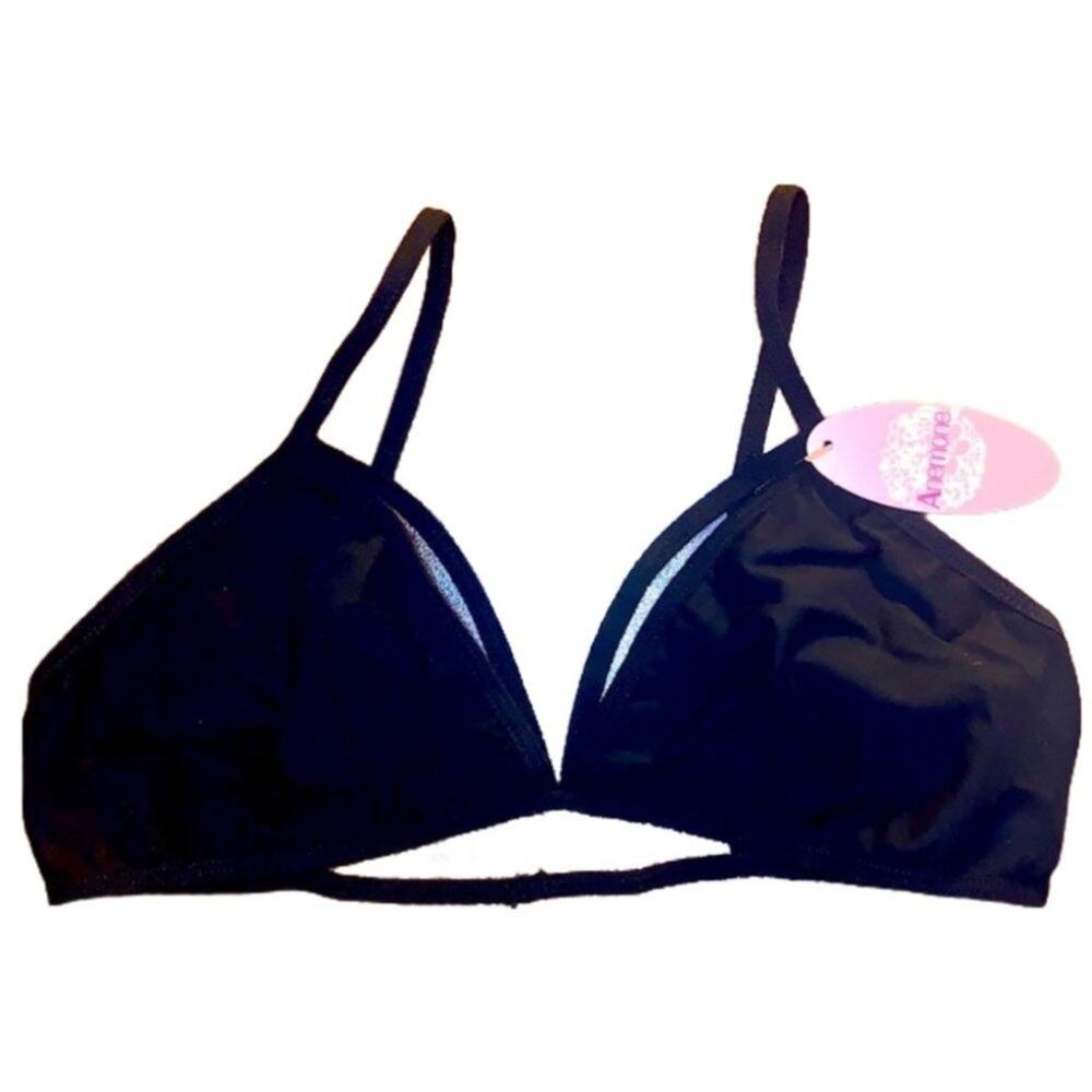 Strappy triangle bralette bra with caged straps One Size NWT